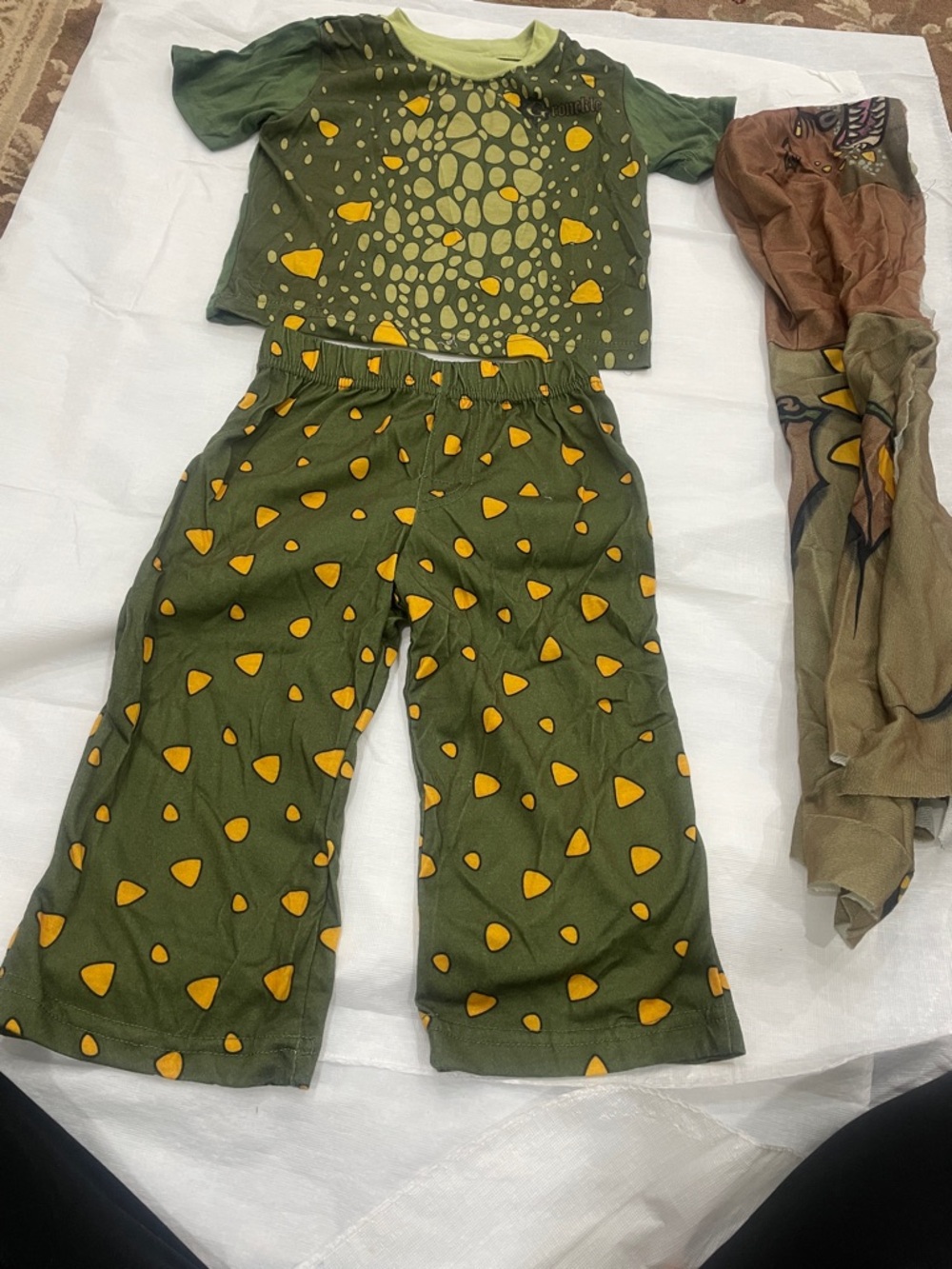 Dreamworks Olive Green and Yellow Dino Print Pajama Set